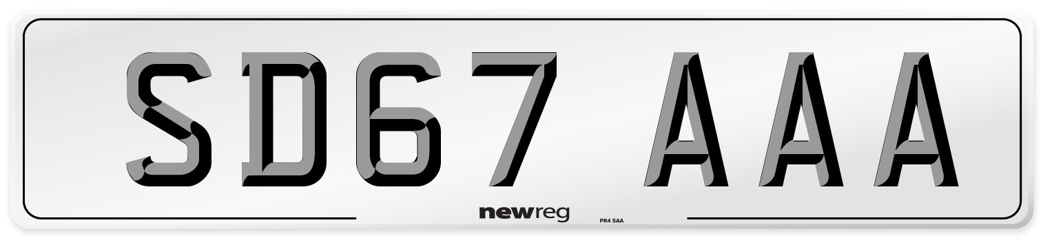 SD67 AAA Number Plate from New Reg